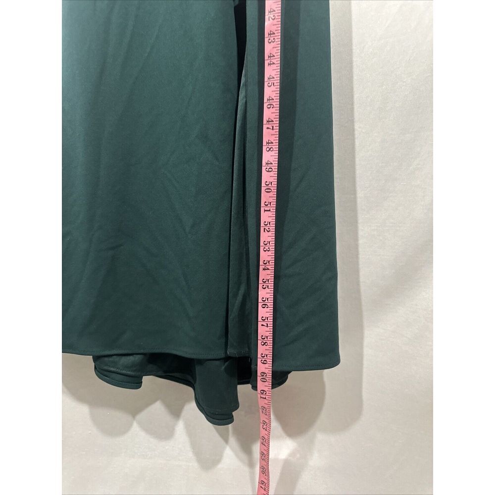 NEW $229 Betsy & Adam [‎ 8 ] Sleeveless Ruffle Bow Trumpet Gown in Pine Green - Picture 8 of 14